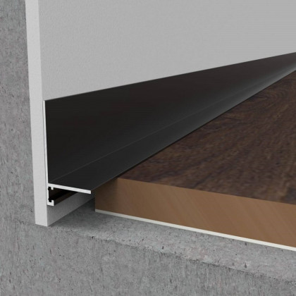 Микроплинтус L алюминиевый анодированный черный с пружинами