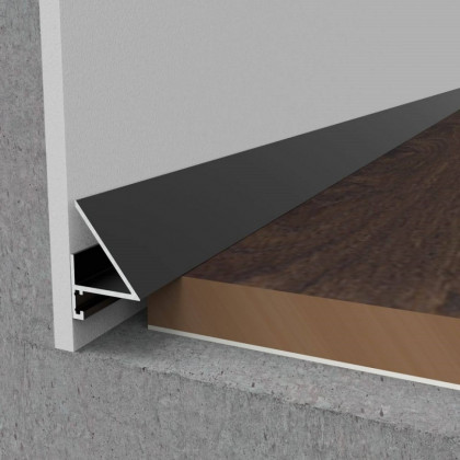 Микроплинтус алюминиевый с подсветкой анодированный черный с пружинами