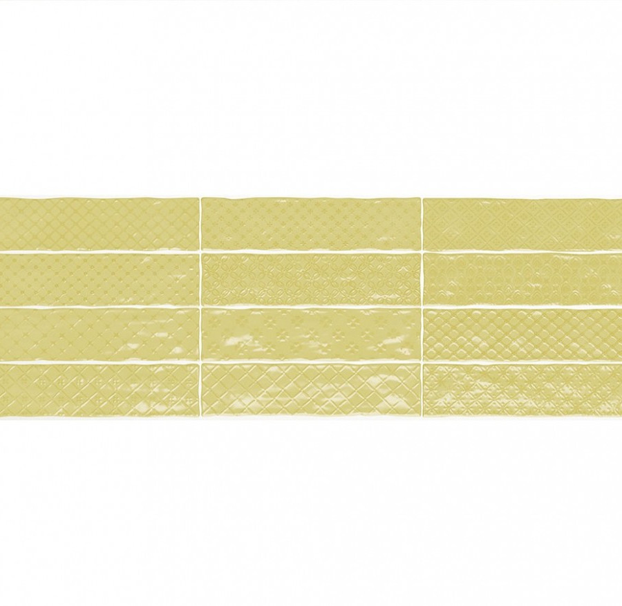 Настенная плитка El Barco MUSIC LEMON DECOR (12 видов рельефов, 12 видов рисунка) 7.5*30