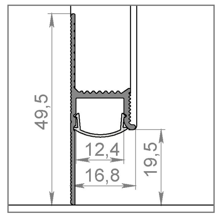 Плинтус скрытый серебро с подсветкой