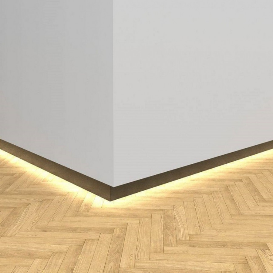 Плинтус скрытый серебро с подсветкой