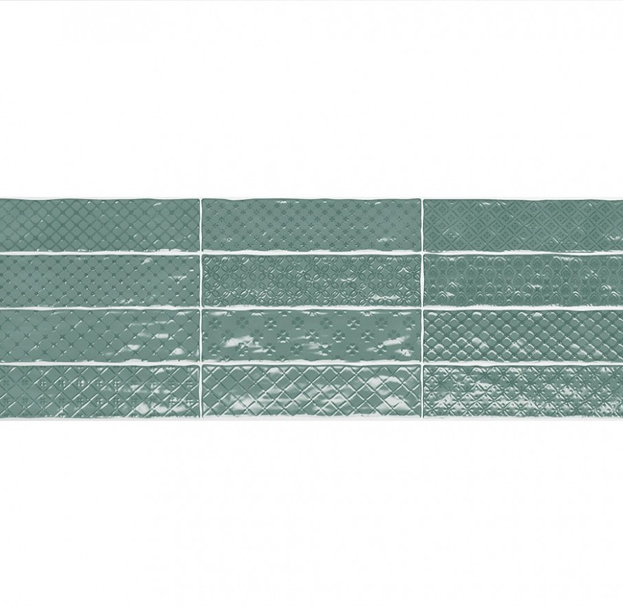 Настенная плитка El Barco MUSIC VERDE DECOR (12 видов рельефов, 12 видов рисунка) 7.5*30