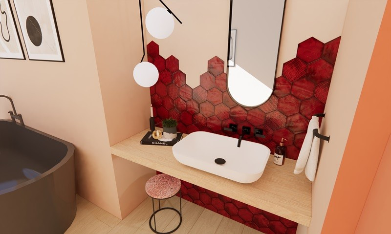 Керамогранит RAIN BORDEAUX HEX 19,8*22,8